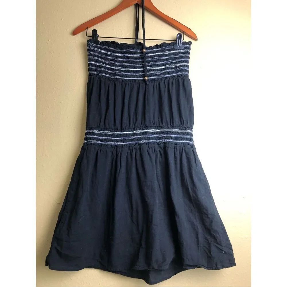 Old Navy Strapless Smocked Black Mini Dress Women’s Medium - Picture 6 of 12